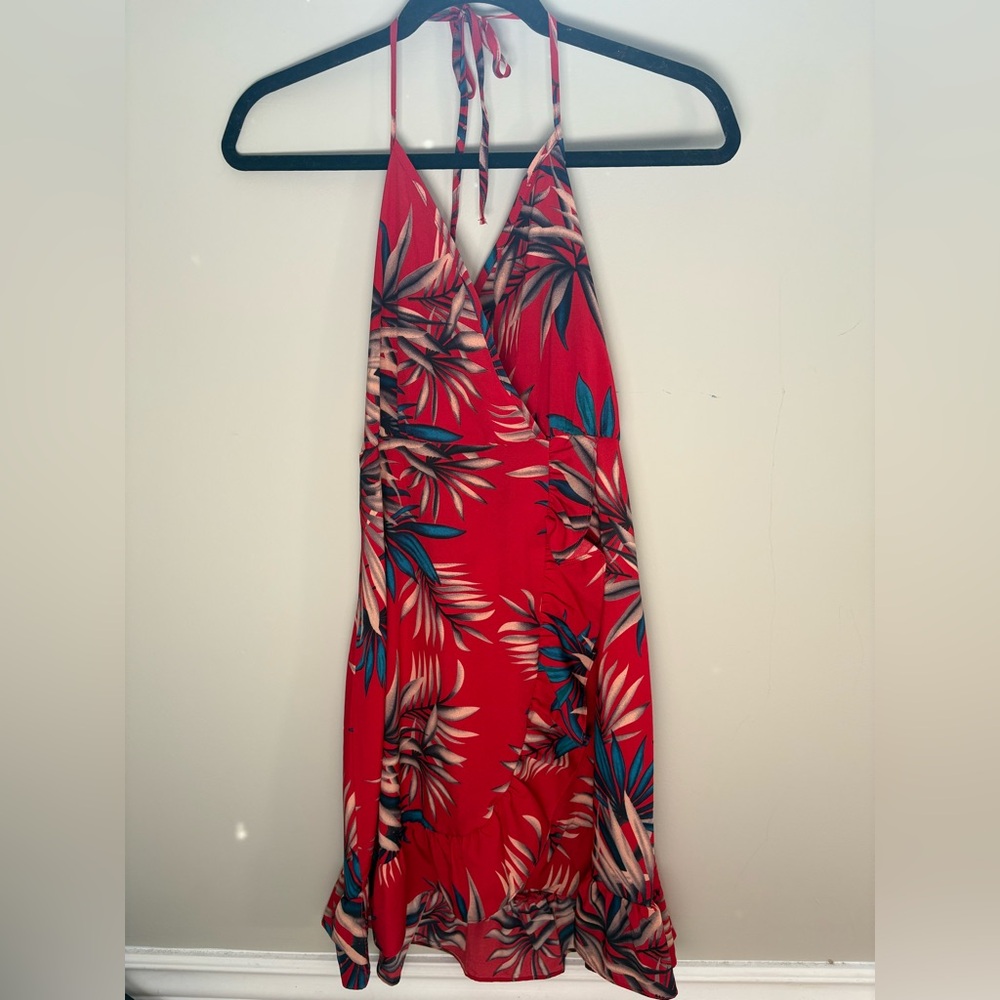 QED London Vibrant Red Floral Dress